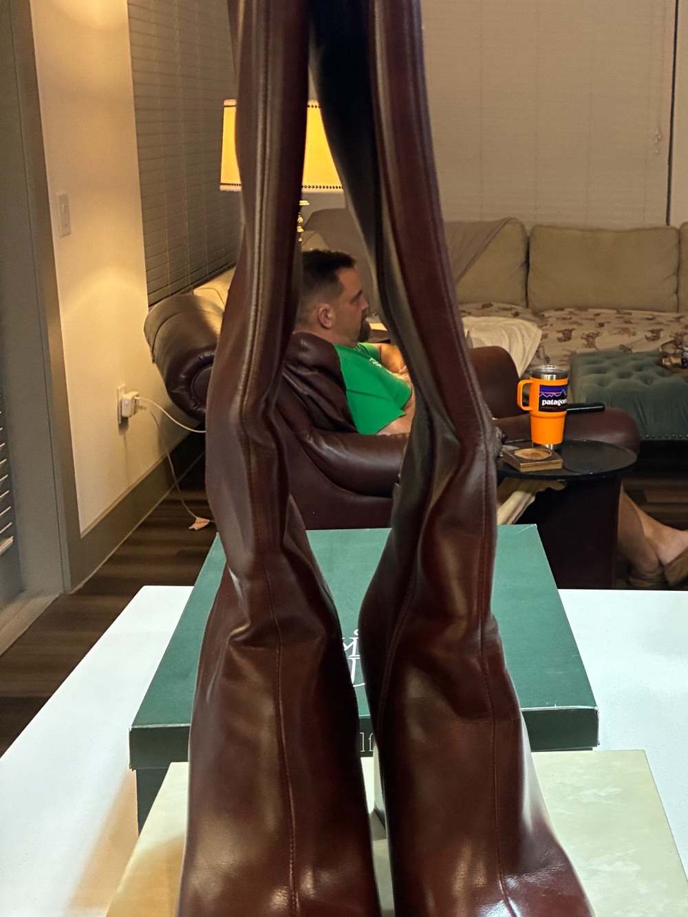 Women's Tall Leather Heeled Boots - Dark Brown